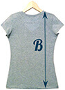 Мерка Б футболка женская с треугольным горлом