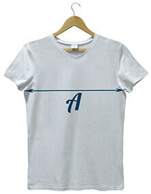 размерная сетка на мужские футболки с V вырезом ширина